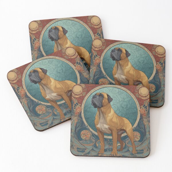 Item preview, Art nouveau Bullmastiff puppy dog designed and sold by MendaciousMina.
