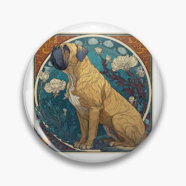 Item preview, Art nouveau Bullmastiff puppy dog designed and sold by MendaciousMina.