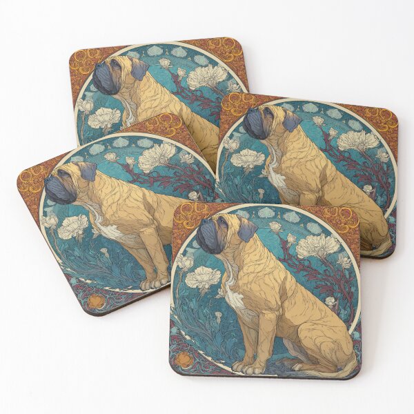 Item preview, Art nouveau Bullmastiff puppy dog designed and sold by MendaciousMina.
