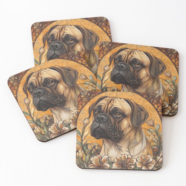 Item preview, Art nouveau Bullmastiff puppy dog designed and sold by MendaciousMina.