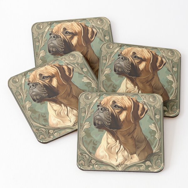 Item preview, Art nouveau Bullmastiff puppy dog designed and sold by MendaciousMina.