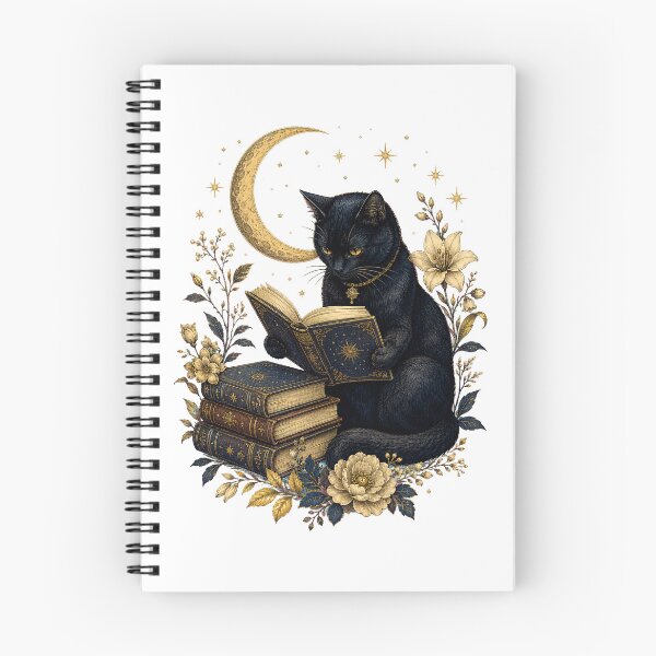 Item preview, Celestial Reading Cat – Dark Academia Book Lover Art designed and sold by Reese Regulus Studio.