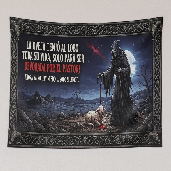 Item preview, La oveja temió al lobo toda su vida | Cita de filosofía oscura con diseño gótico de calavera designed and sold by Alchemy Forge.