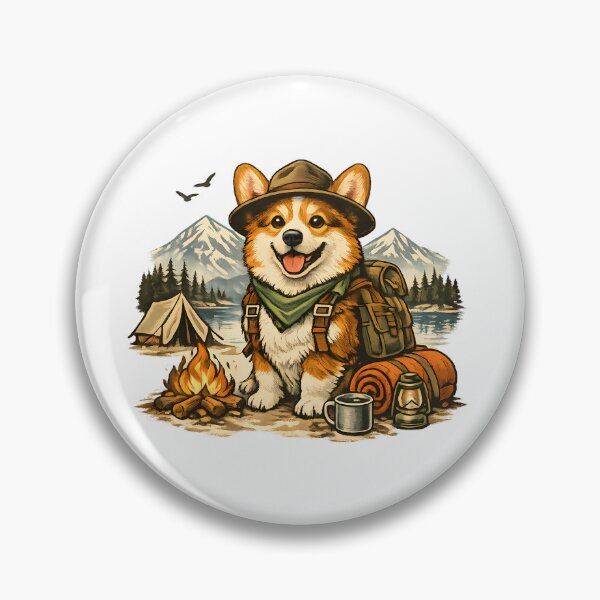 Item preview, Corgi camping by an alpine lake designed and sold by Daily Quirk.
