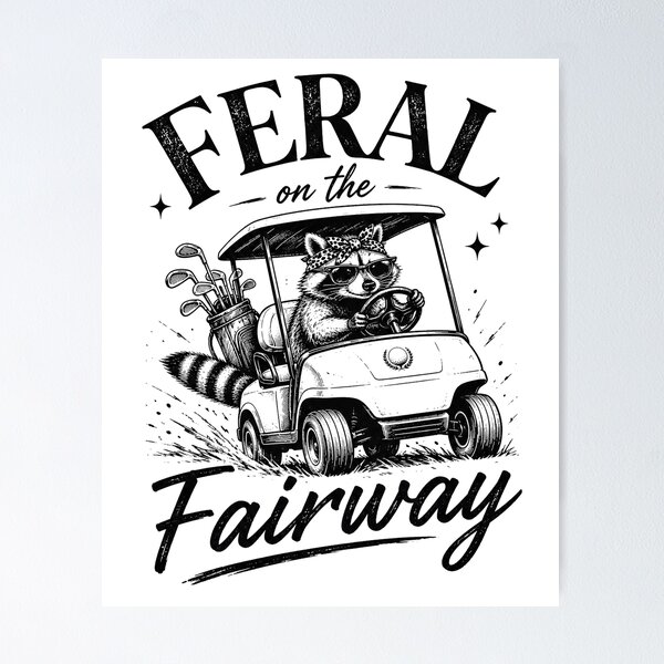 Item preview, Feral On The Fairway Funny Golf Raccoon Cart Design designed and sold by VGAfanatic.
