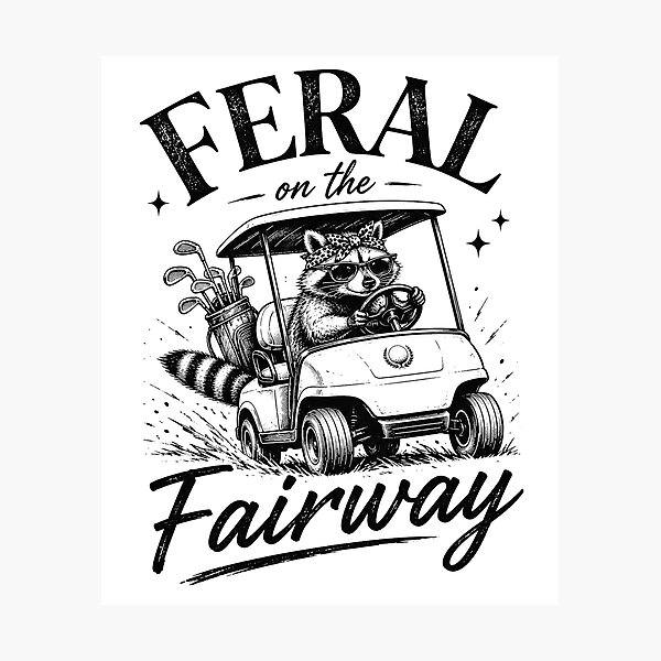 Item preview, Feral On The Fairway Funny Golf Raccoon Cart Design designed and sold by VGAfanatic.