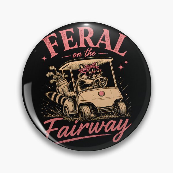 Item preview, Feral On The Fairway Funny Golf Raccoon Driving Golf Cart designed and sold by VGAfanatic.
