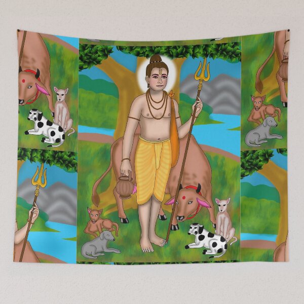 Item preview, Lord Dattatreya Artwork | Divine Hindu Trinity Digital Painting Illustration designed and sold by Harshit_Digital_Arts.