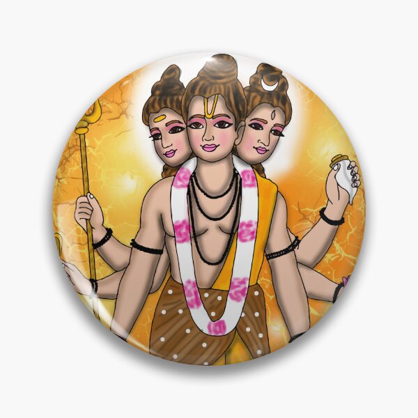 Item preview, Lord Dattatreya Artwork | Divine Hindu Trinity Digital Painting Illustration designed and sold by Harshit_Digital_Arts.