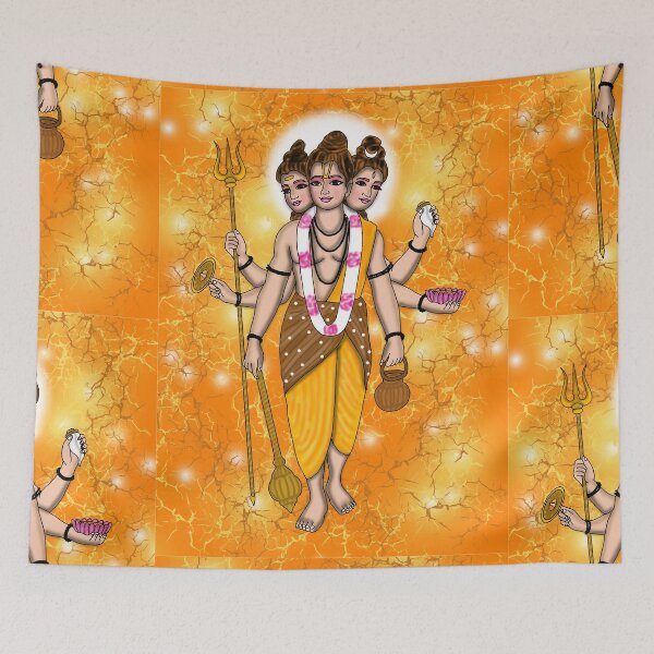 Item preview, Lord Dattatreya Artwork | Divine Hindu Trinity Digital Painting Illustration designed and sold by Harshit_Digital_Arts.