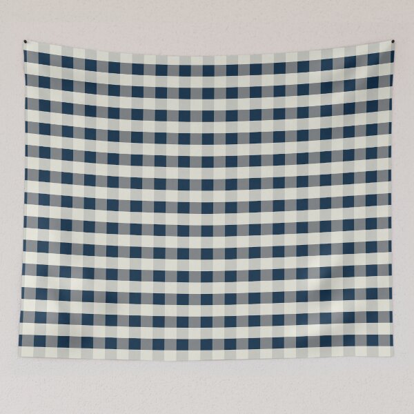 Item preview, Coastal Scandi Cottage Gingham Check Pattern in Dark Blue and Off White designed and sold by kierkegaard.