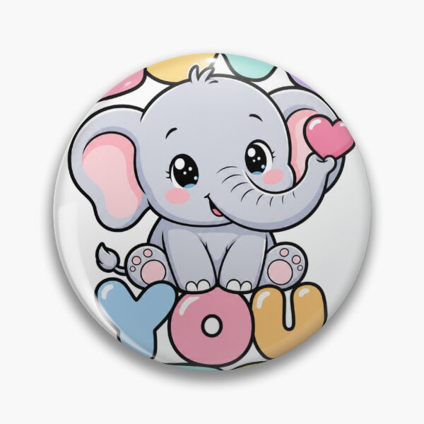 Item preview, Love You a Ton Sweet Kawaii Elephant Saying designed and sold by BoosterShop.