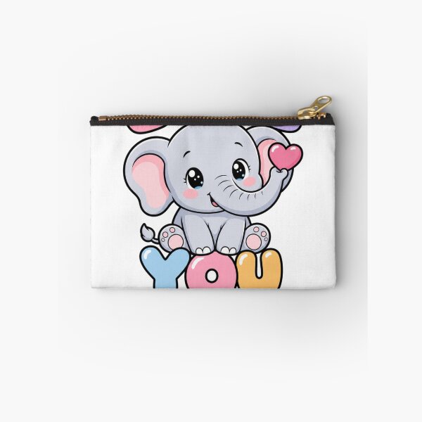 Item preview, Love You a Ton Sweet Kawaii Elephant Saying designed and sold by BoosterShop.