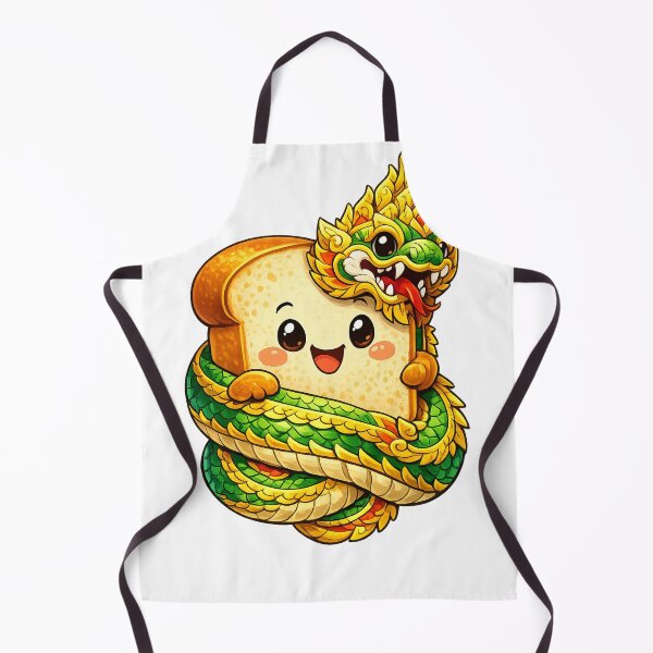 Item preview, Cute Cartoon Bread Character Hugged by a Traditional Thai Naga Serpent designed and sold by WangAew.