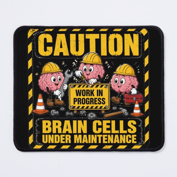 Item preview, Caution: Brain Cells Under Maintenance | Funny Meme Sticker & T-Shirt designed and sold by FuzzDrive.