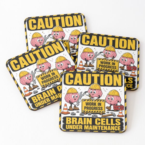 Item preview, Caution: Brain Cells Under Maintenance | Funny Meme Sticker & T-Shirt designed and sold by FuzzDrive.