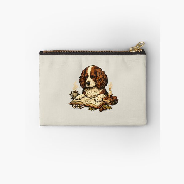 Item preview, A spaniel reading in a cozy library. designed and sold by Daily Quirk.