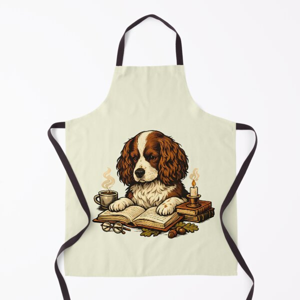 Item preview, A spaniel reading in a cozy library. designed and sold by Daily Quirk.