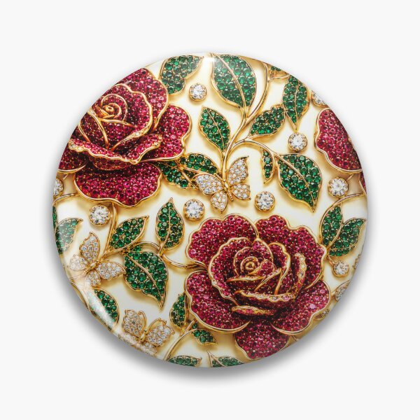 Item preview, Vintage Ruby Rose Emerald Leaf Mosaic Luxury Floral Pattern designed and sold by scicilysimonee.