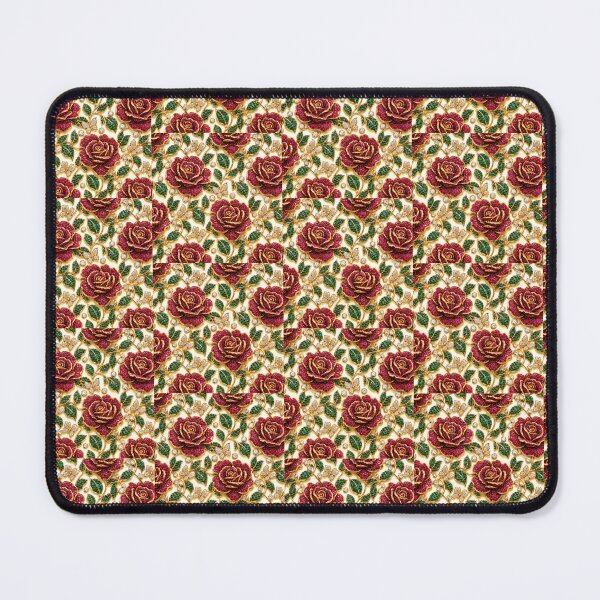Item preview, Vintage Ruby Rose Emerald Leaf Mosaic Luxury Floral Pattern designed and sold by scicilysimonee.