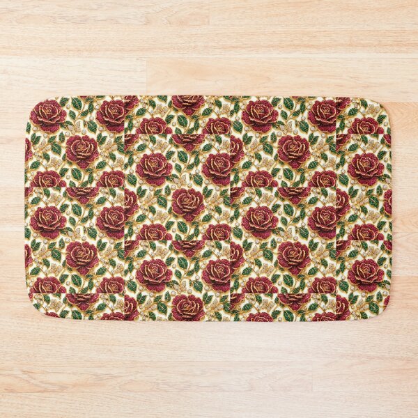Item preview, Vintage Ruby Rose Emerald Leaf Mosaic Luxury Floral Pattern designed and sold by scicilysimonee.