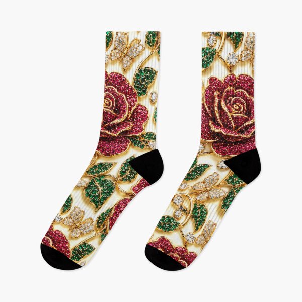 Item preview, Vintage Ruby Rose Emerald Leaf Mosaic Luxury Floral Pattern designed and sold by scicilysimonee.