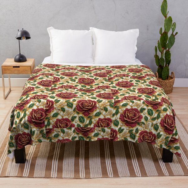 Artikelvorschau, Vintage Rubinrose Smaragdblatt Mosaik Luxus Blumenmuster entworfen und verkauft von scicilysimonee.