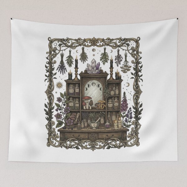 Item preview, Whimsigoth Cottagecore Witch Herbal Cabinet designed and sold by VibranPalette.