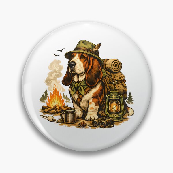 Item preview, Vintage Camping with Basset Hound designed and sold by Daily Quirk.