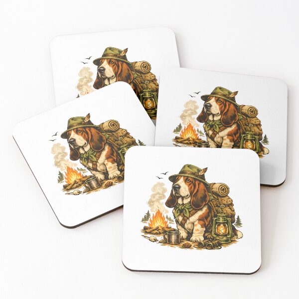 Item preview, Vintage Camping with Basset Hound designed and sold by Daily Quirk.