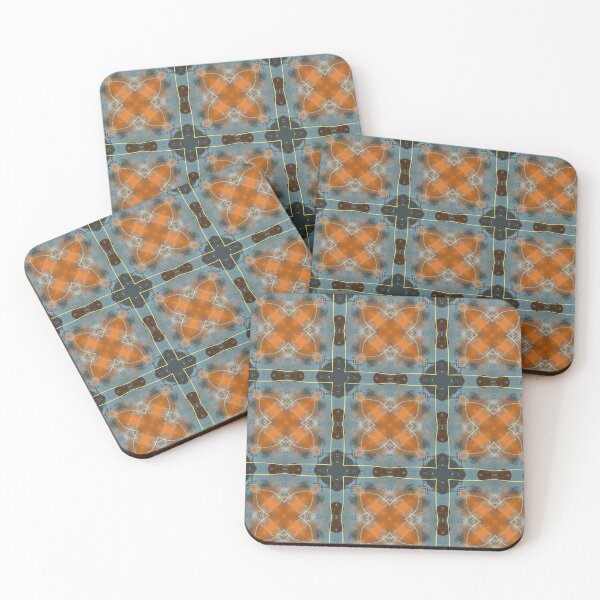 Item preview, Abstract Geometric Floral Pattern in Orange and Blue designed and sold by SweetLilith.