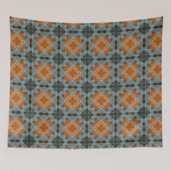 Item preview, Abstract Geometric Floral Pattern in Orange and Blue designed and sold by SweetLilith.