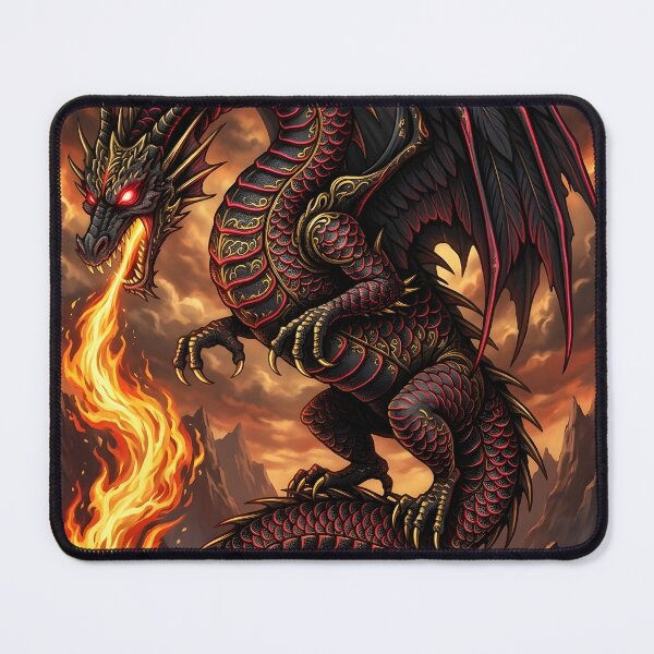 Item preview, Inferno Dragon – Epic Black & Red Fire Dragon Fantasy Art designed and sold by DragonSerpent Ink.