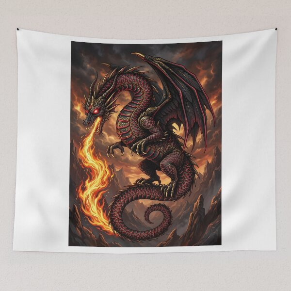 Item preview, Inferno Dragon – Epic Black & Red Fire Dragon Fantasy Art designed and sold by DragonSerpent Ink.