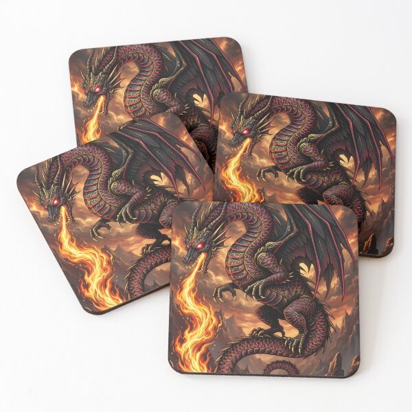 Item preview, Inferno Dragon – Epic Black & Red Fire Dragon Fantasy Art designed and sold by DragonSerpent Ink.