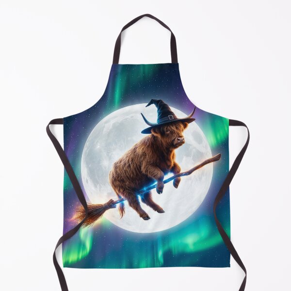 Item preview, Highland Cow Rides Her Broom in the Moonlight designed and sold by Tridentulus.