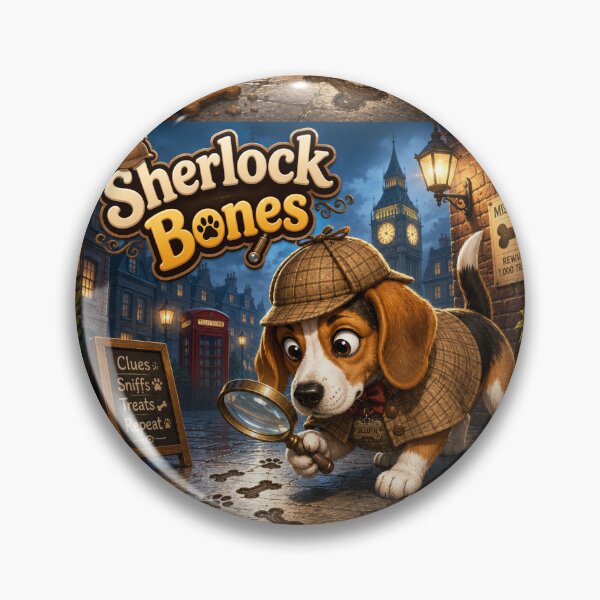 Item preview, Sherlock Bones Beagle Detective Funny Dog Pun designed and sold by Little Paw Atelier.