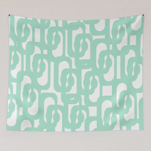 Item preview, Mid Century Modern Abstract Loop Pattern in Jelly Mint Green and White designed and sold by kierkegaard.