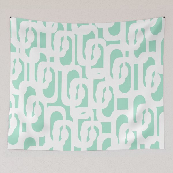 Item preview, Mid Century Modern Abstract Loop Pattern Jelly Mint Green and White designed and sold by kierkegaard.