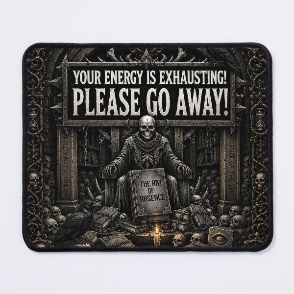 Item preview, Your Energy Is Exhausting! Please Go Away! | Dark Gothic Skeleton, Raven & Misanthrope Humor Design designed and sold by Alchemy Forge.