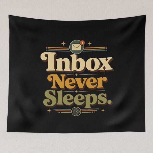 Item preview, Inbox Never Sleeps. | Funny Office Humor Retro Typography Design designed and sold by Irene Catchmind.