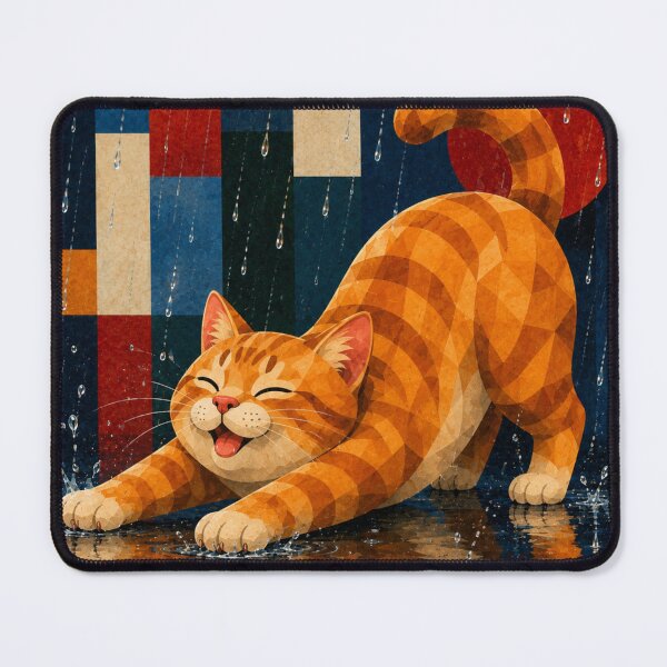 Item preview, Orange Alley Cat Having Fun in the Rain designed and sold by Mindworx21.