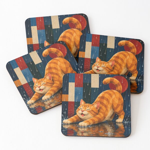 Item preview, Orange Alley Cat Having Fun in the Rain designed and sold by Mindworx21.