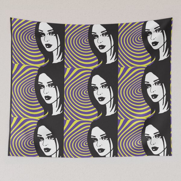 Item preview, Abstract Pop and Op Portrait of a Woman with Colorful Patterns designed and sold by cremedecolor.