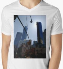 #Building, #Skyscraper, #New #York, #Manhattan, #Street, #Pedestrians, #Cars, #Towers, #NewYork, #NewYorkCity Men's V-Neck T-Shirt