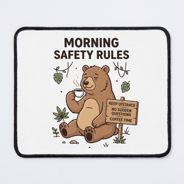 Item preview, Morning Safety Rules | Funny Bear Coffee Lover Shirt | Keep Distance, Coffee Time designed and sold by Softbear Atelier.