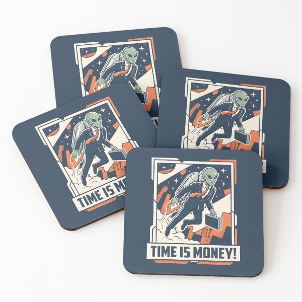 Item preview, Alien Businessman with Jetpack Time Is Money Retro Graphic designed and sold by DuckOddity.