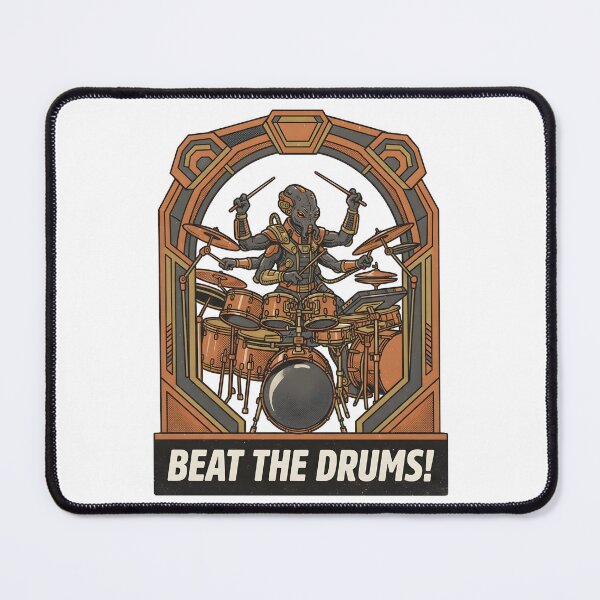 Item preview, Multi-Legged Alien Drummer Playing Drum Kit Retro Graphic designed and sold by DuckOddity.