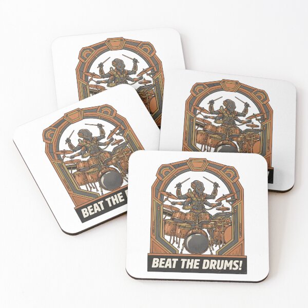 Item preview, Multi-Legged Alien Drummer Playing Drum Kit Retro Graphic designed and sold by DuckOddity.