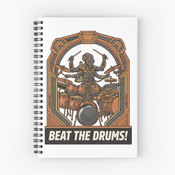 Item preview, Multi-Legged Alien Drummer Playing Drum Kit Retro Graphic designed and sold by DuckOddity.
